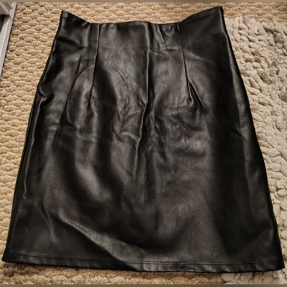 Black Faux Leather Skirt